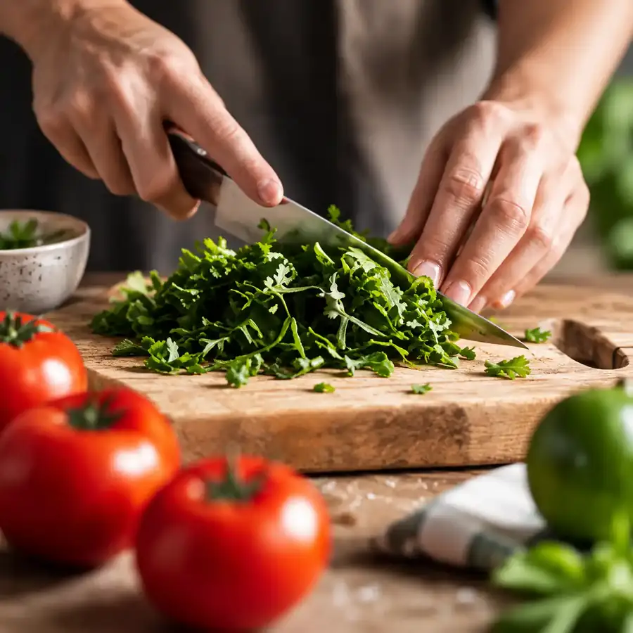 Ingredientes frescos a serem preparados