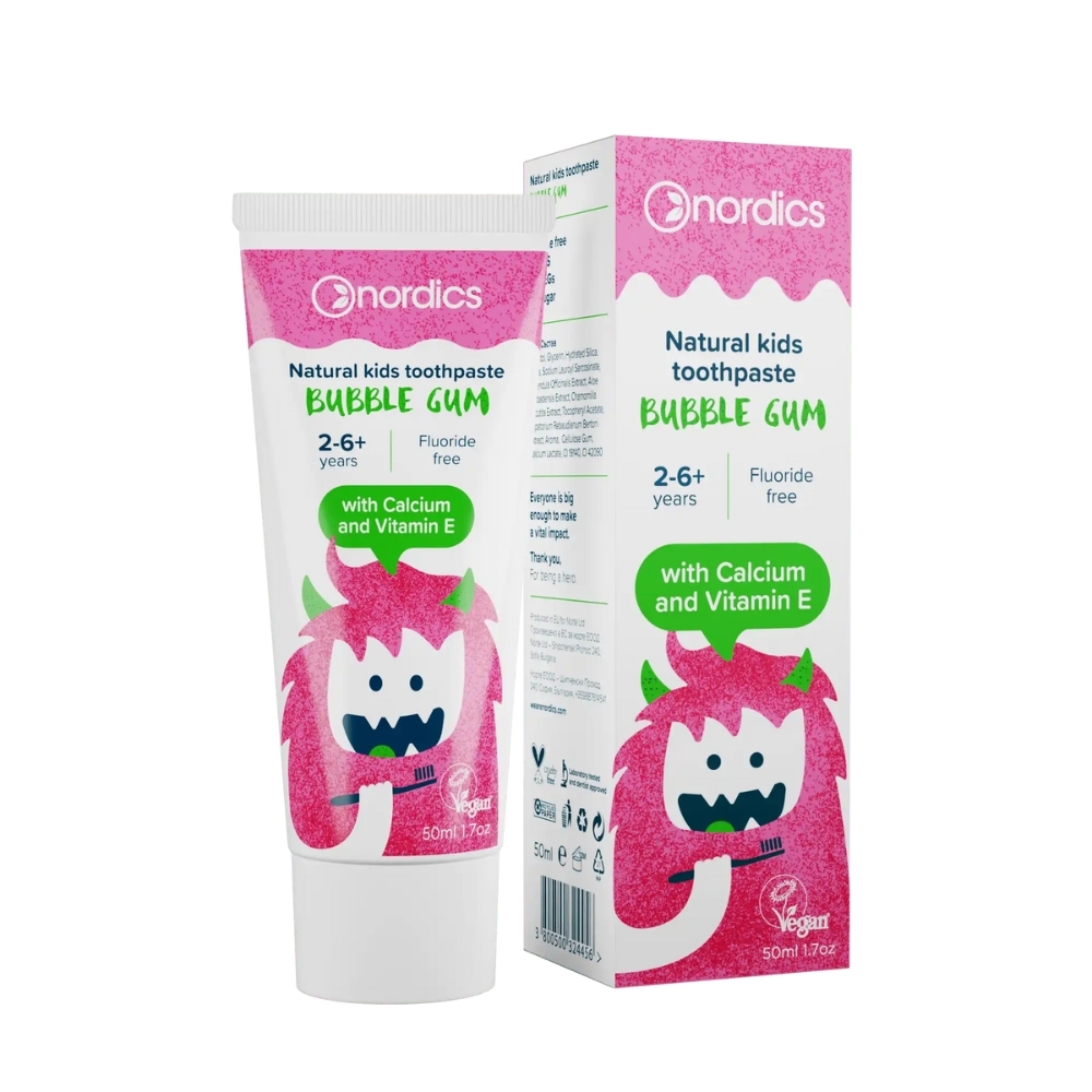 NORDICS - BIO - Pasta de dentes p/ crianças bubble gum 50ml 2-6 anos