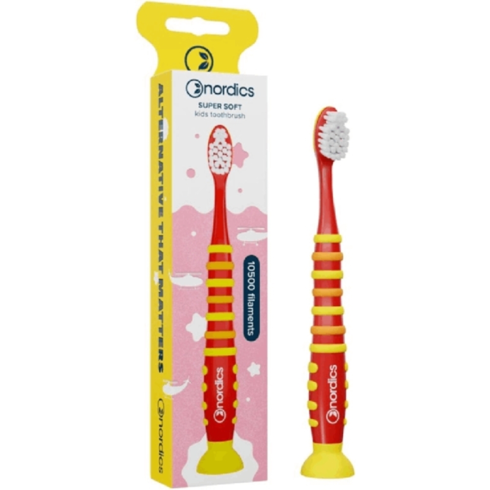 NORDICS - Escova de dentes p/ criança Vermelho e Amarelo, Helicóptero, 10500 filamentos