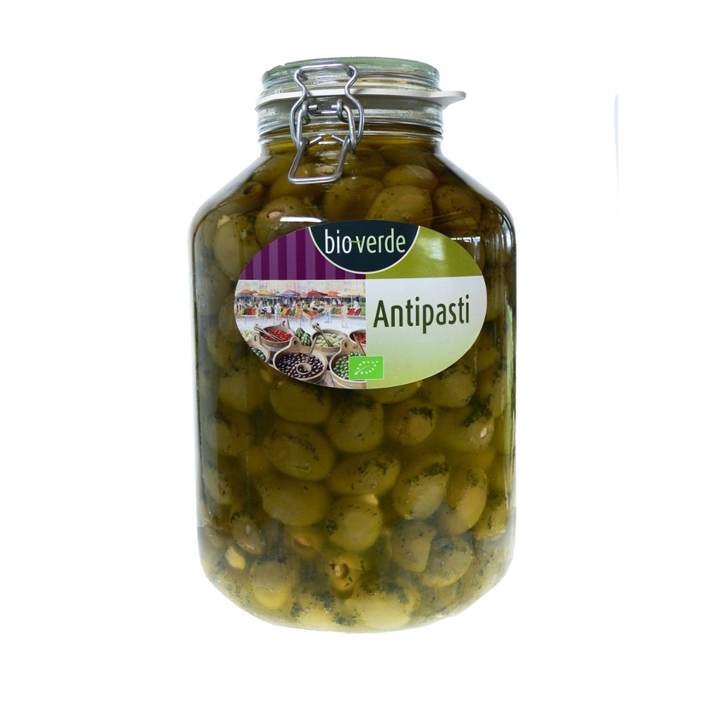 BIO - Azeitonas verdes c/ alho em óleo, 4,75Kg