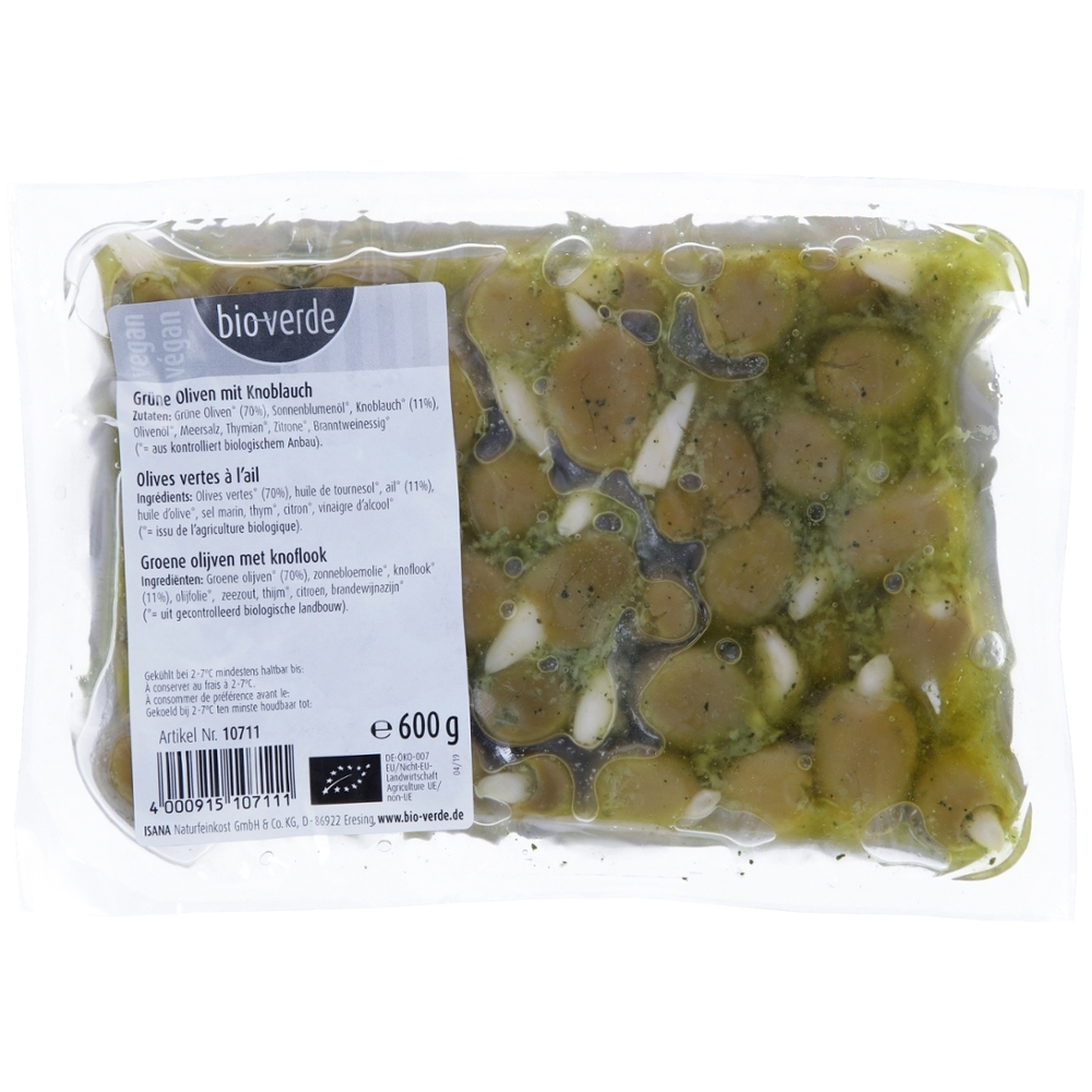 BIO - Azeitonas verdes c/ alho, 600g