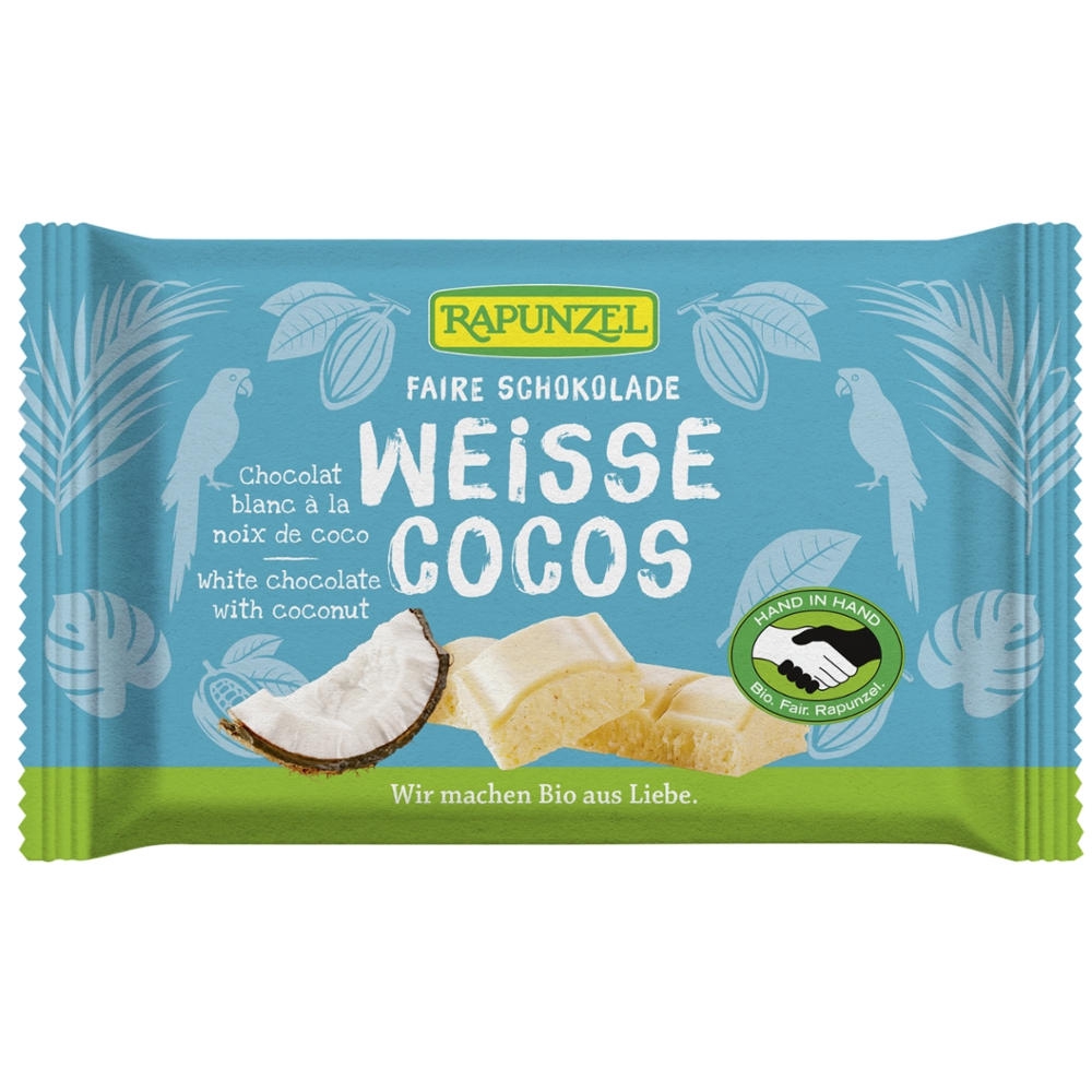 BIO - Chocolate branco c/ pedaços de coco, 100g