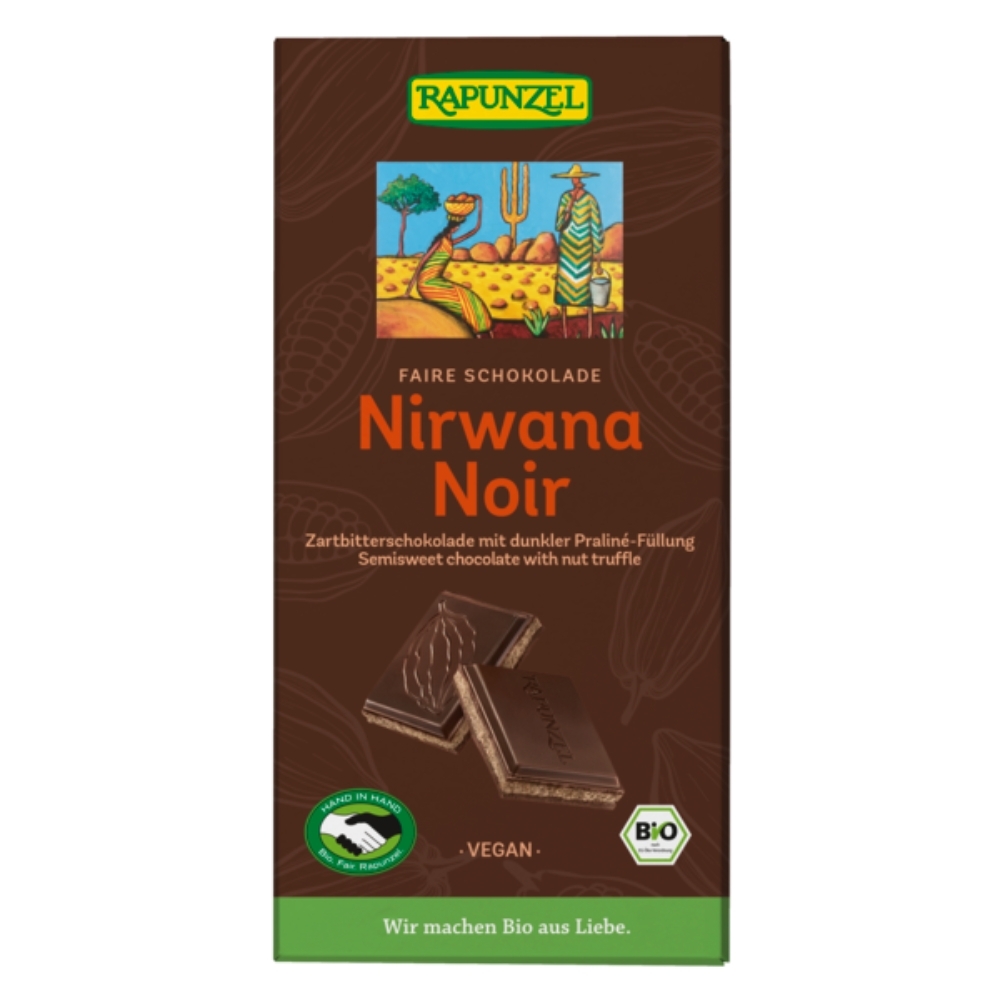 BIO - Chocolate Nirwana Noir c/ recheio de praliné, 100g