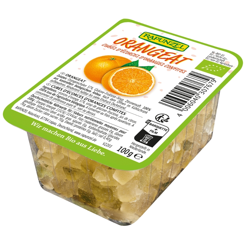 BIO - Casca de laranja aos cubos, cristalizado, 100g