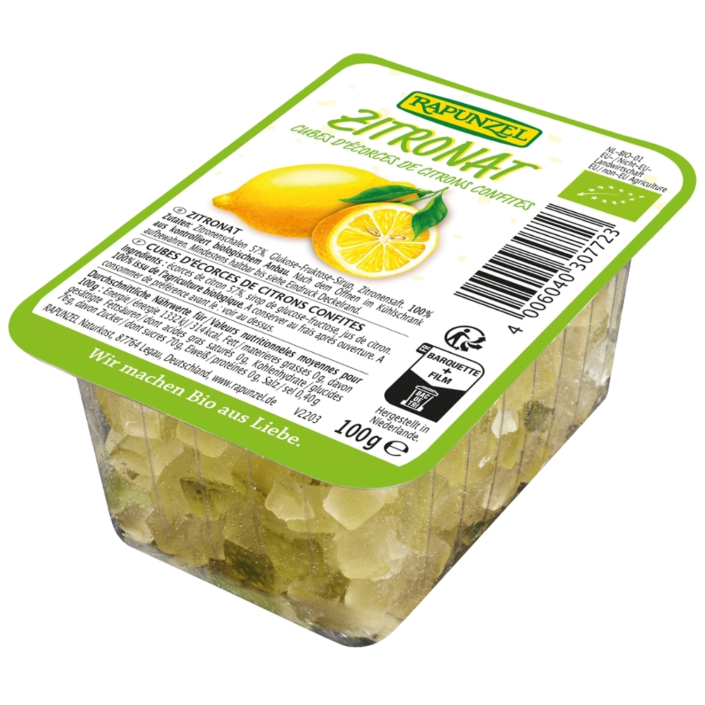 BIO - Casca de limão aos cubos, cristalizado, 100g