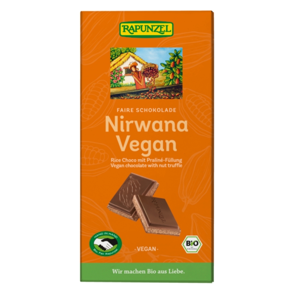 BIO - Chocolate Nirwana Noir c/ recheio de praliné, VEGAN, 100g