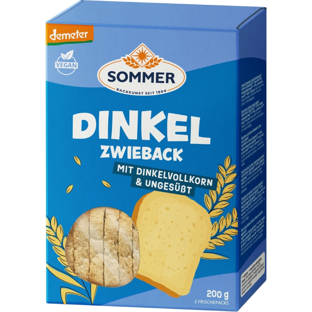 BIO - Tostas de ESPELTA sem açúcar, VEGAN, DEMETER, 2x100g