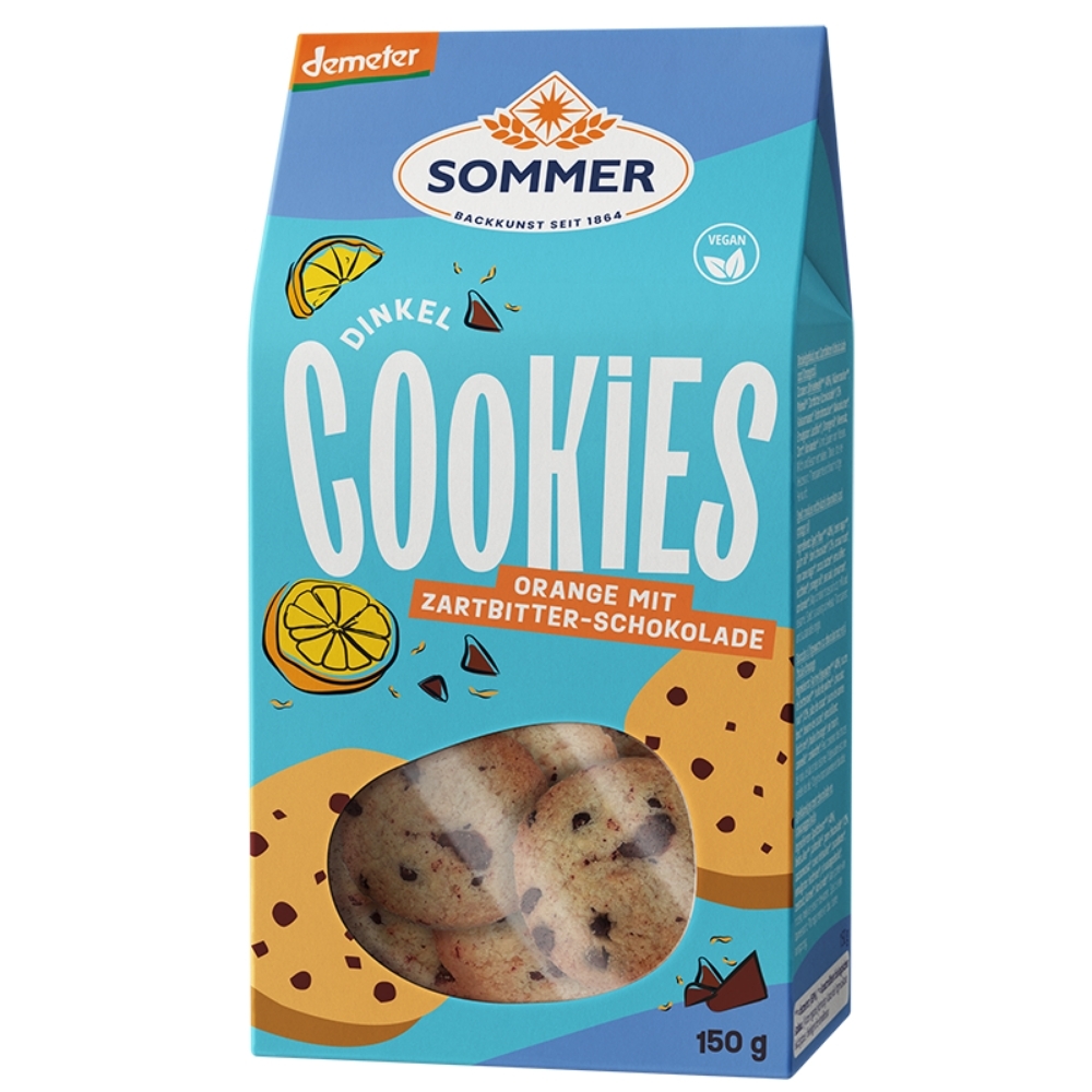 BIO - Cookies de Espelta com Chocolate e Laranja, VEGAN, DEMETER, 150g