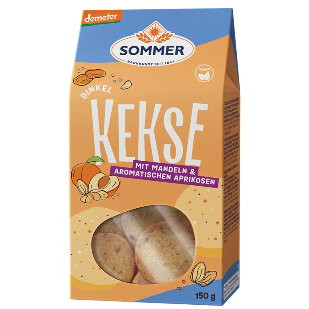 BIO - Biscoitos de Espelta com Damascos e Amêndoas, Vegan, DEMETER, 150g