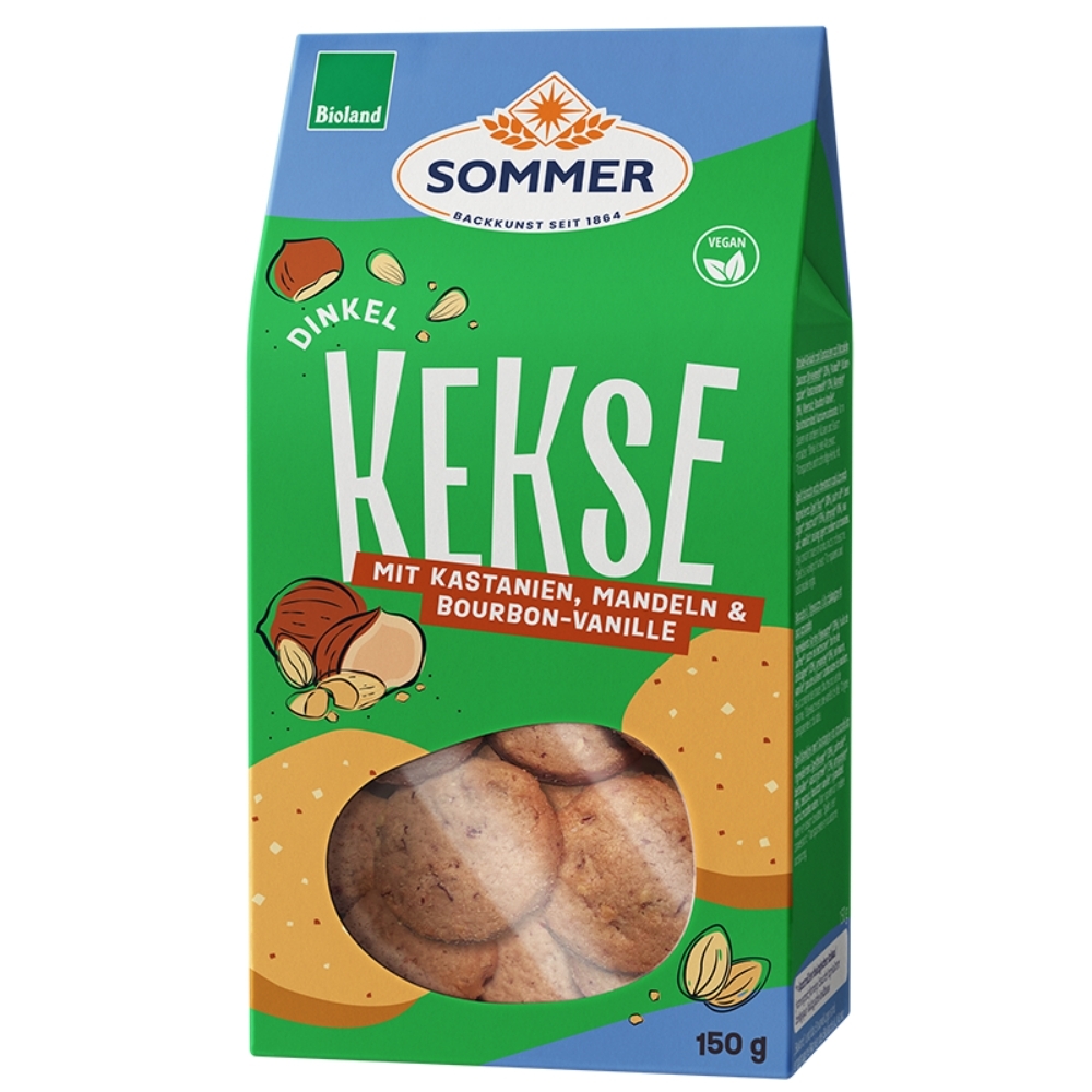 BIO - Biscoitos de Espelta com Castanha e Amêndoas, VEGAN, DEMETER, 150g