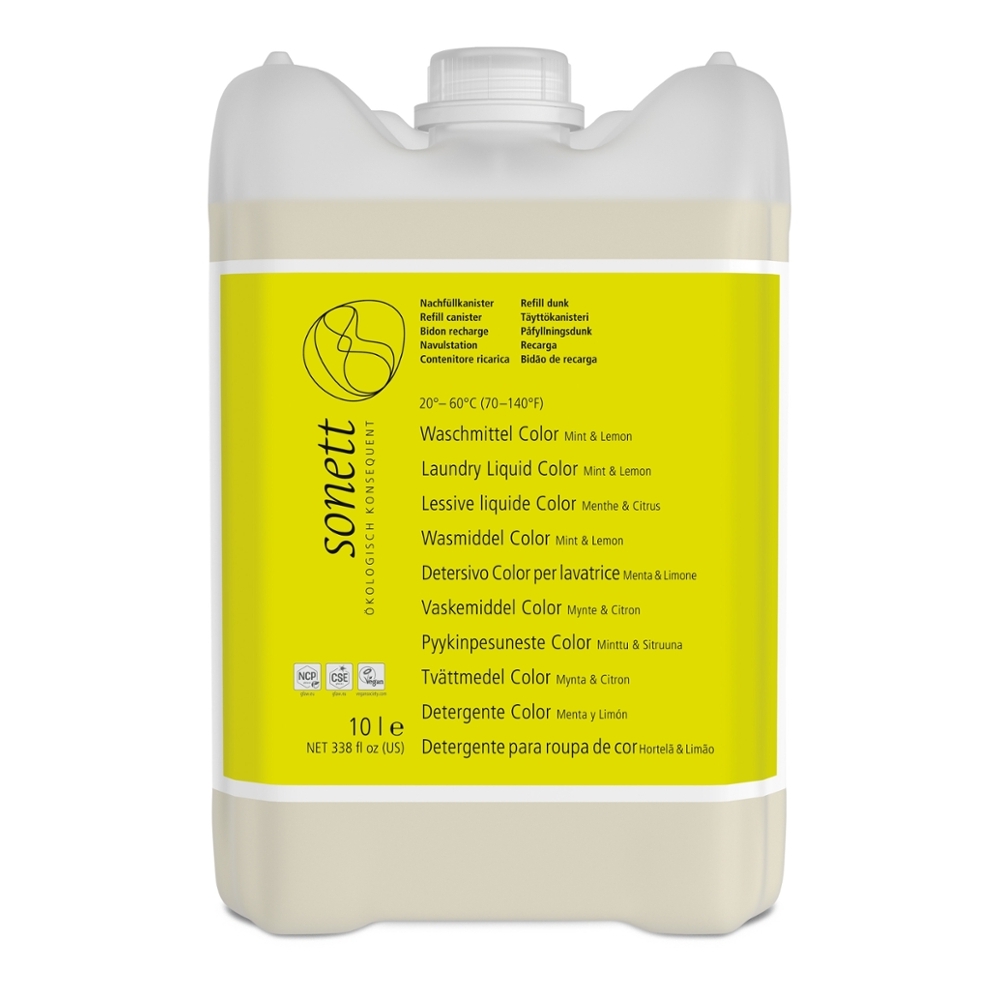 Detergente líquido p/ roupa de cor, 20-60°C, Menta & Limão, 10L