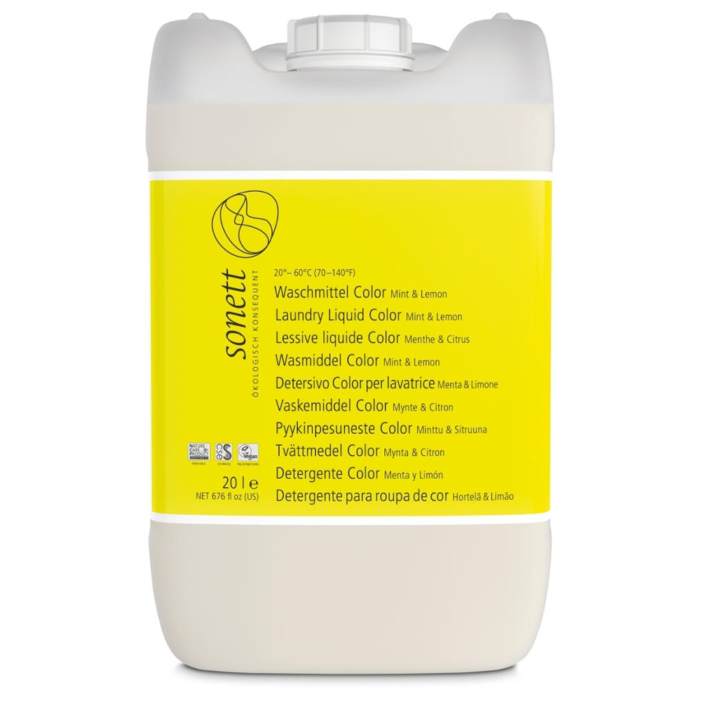Detergente líquido p/ roupa de cor, 20-60°C, Menta & Limão, 20L