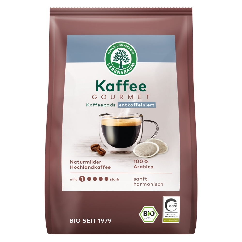 BIO - Café crema Gourmet descafeínado moído Pads, 126g