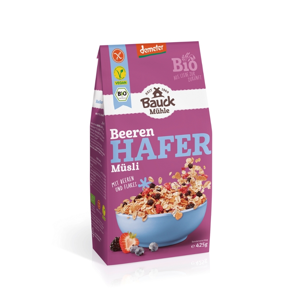 BIO - Muesli de aveia com bagas, SEM GLÚTEN, 425g