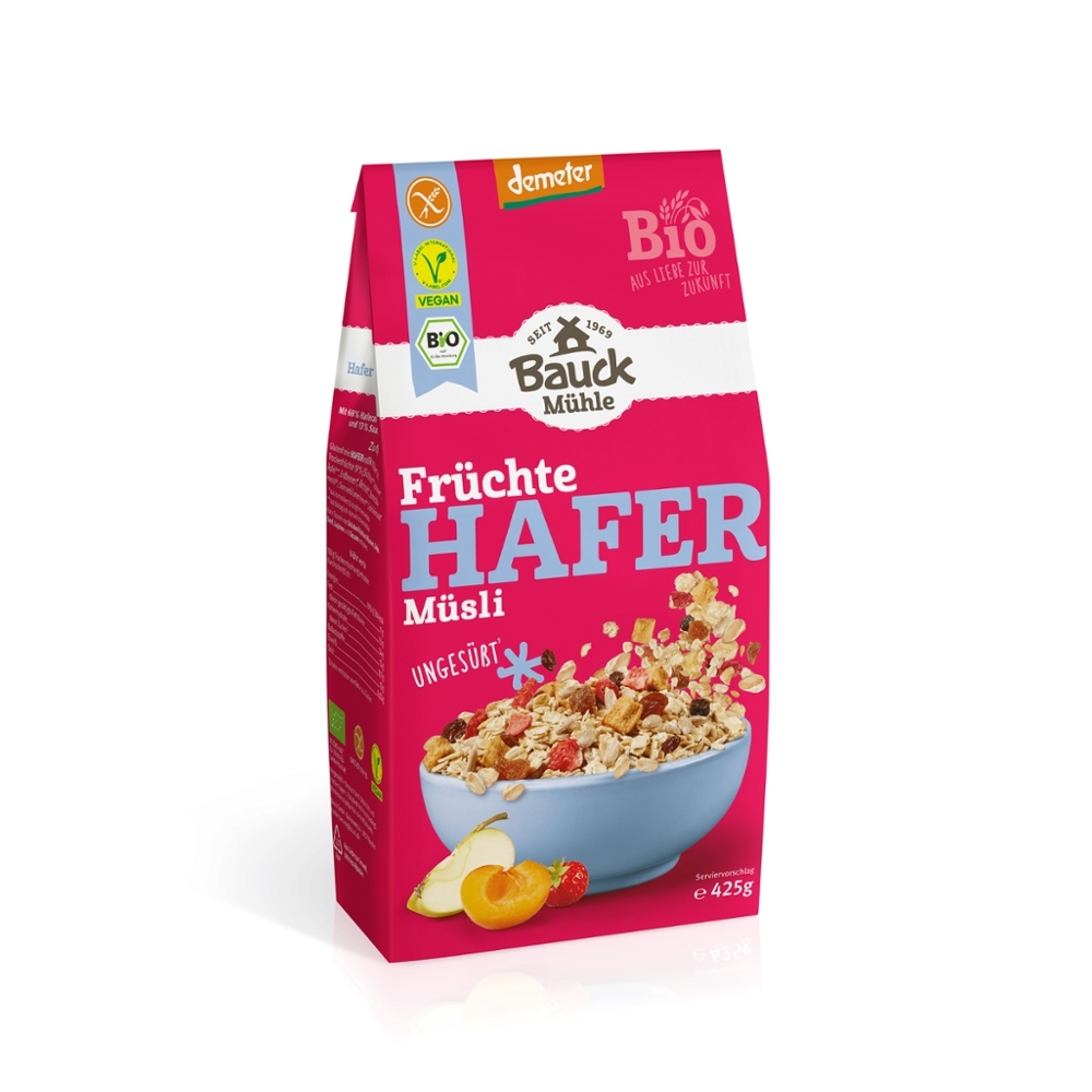 BIO - Muesli de AVEIA com frutas, Demeter, s/ GLÚTEN, 425g