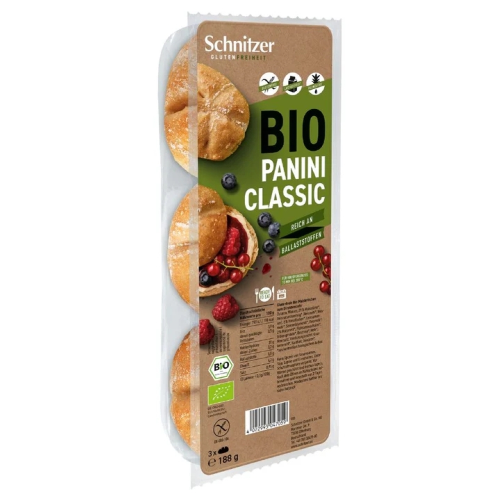 BIO - Pão Panini Classic, SEM GLÚTEN, 3 pães, 188g
