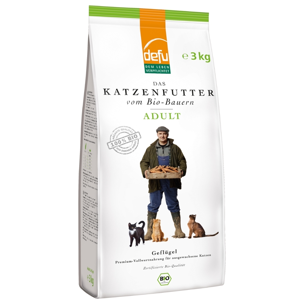 DEFU BIO - Refeição granulado p/ Gato Adulto, Aves, 3Kg