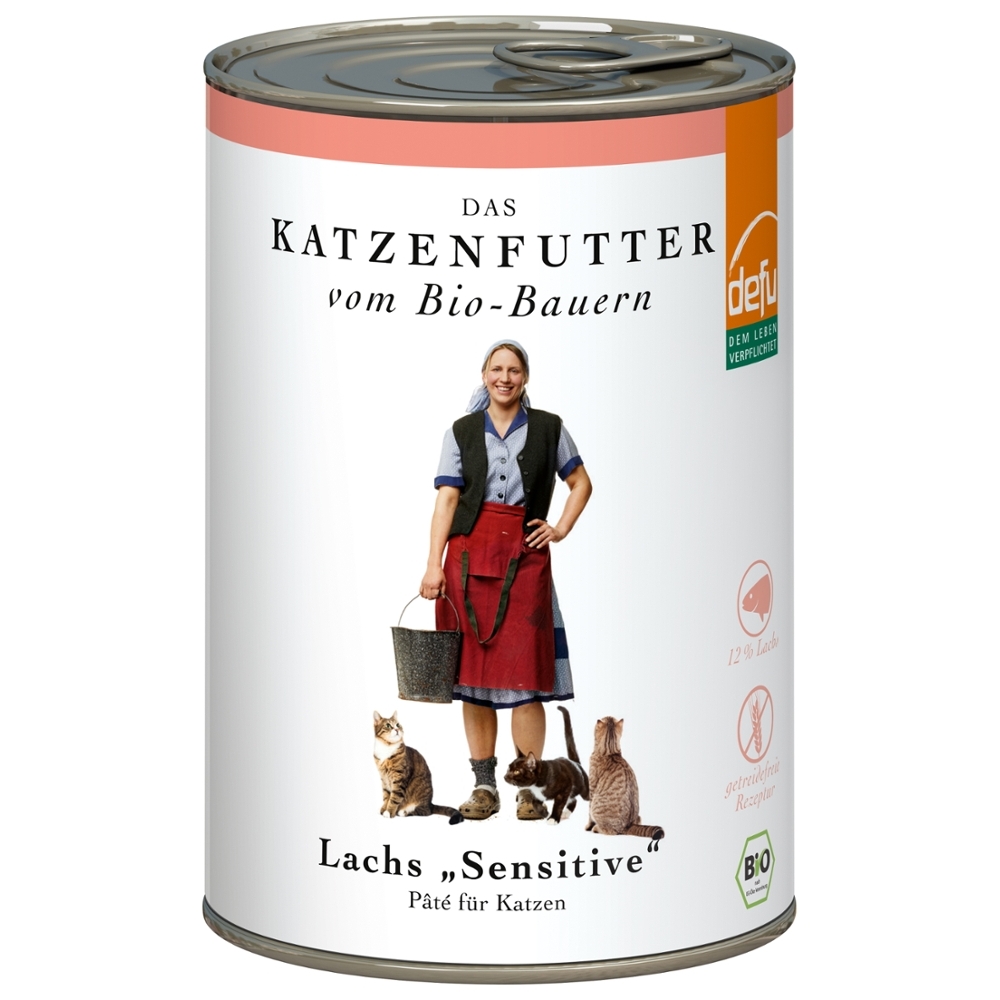 DEFU BIO - Gato, Refeição húmida, Paté de Salmão "sensitive", 410g