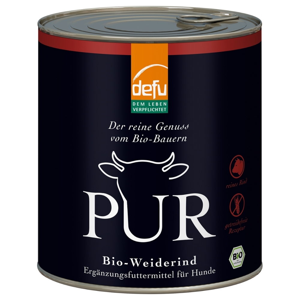 DEFU BIO - Cão adulto, Suplemento húmido Bovino PUR, em lata, 800g