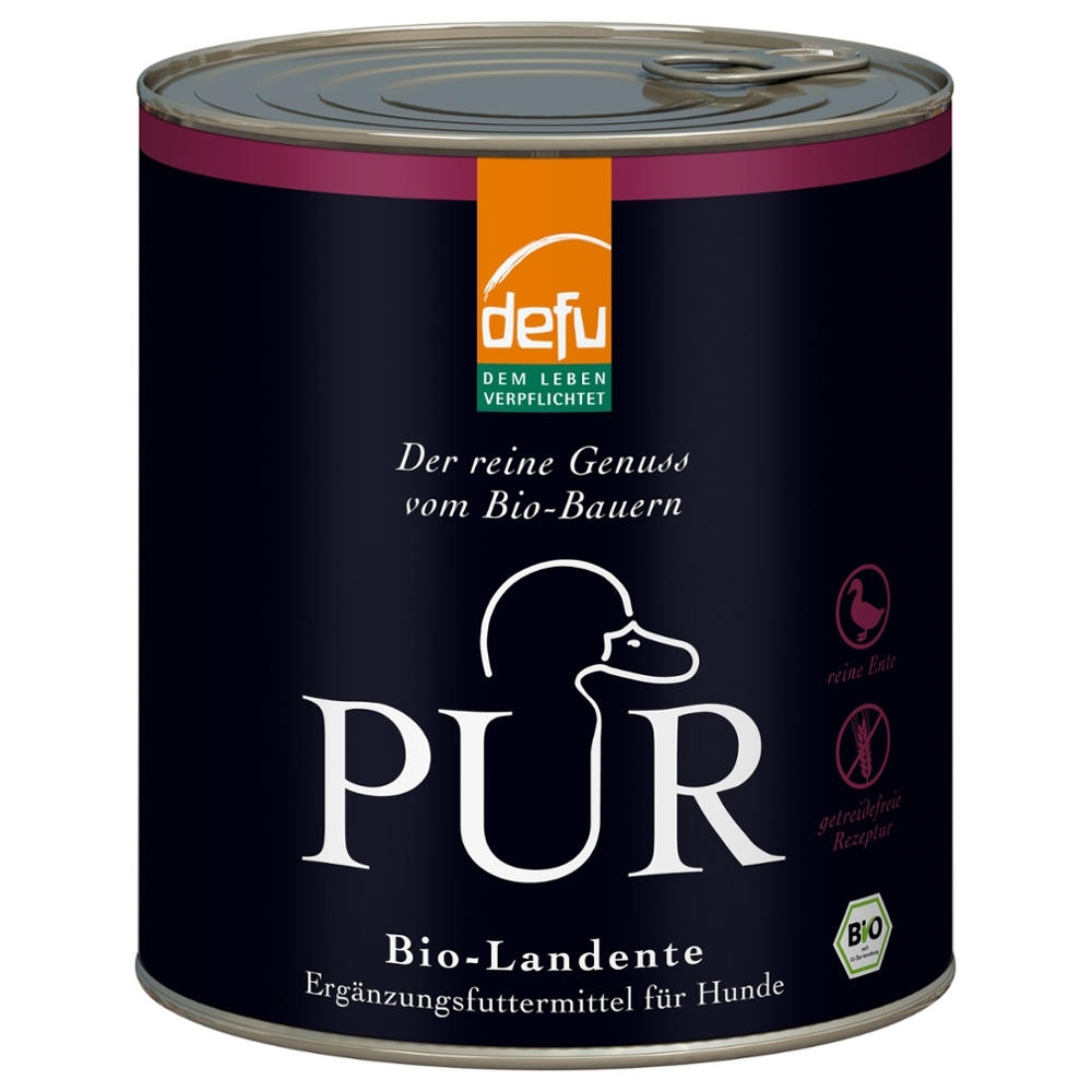 DEFU BIO - Cão adulto, Suplemento húmido Pato PUR, em lata, 800g