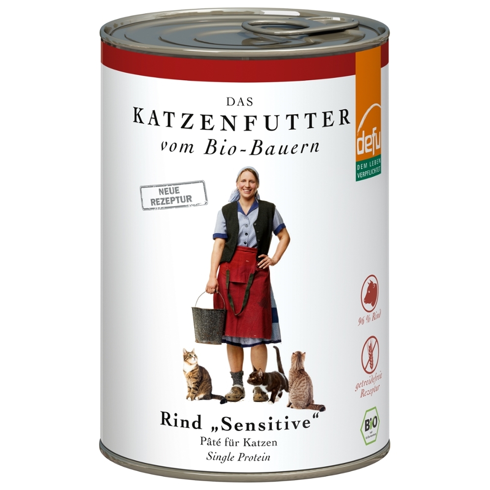 DEFU BIO - Gato, Refeição húmida, Paté de Vaca "sensitive", 410g