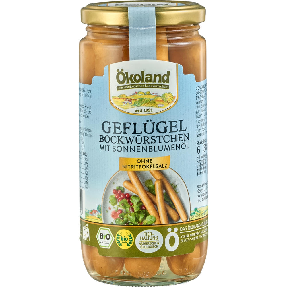 BIO - Salsichas de aves, Bockwurst, 380g (180g)