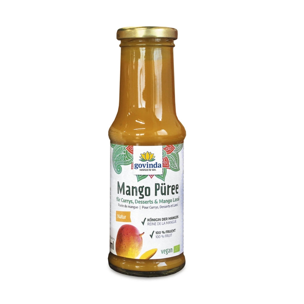 BIO - Puré de manga Alphonso, em garrafa de vidro, 210ml