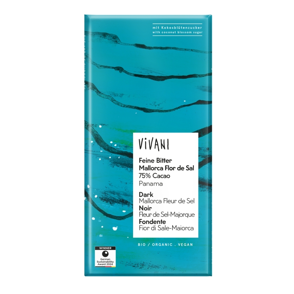 VIVANI - Chocolate BIO - Escuro c/ sal marinho de Maiorca, 80g
