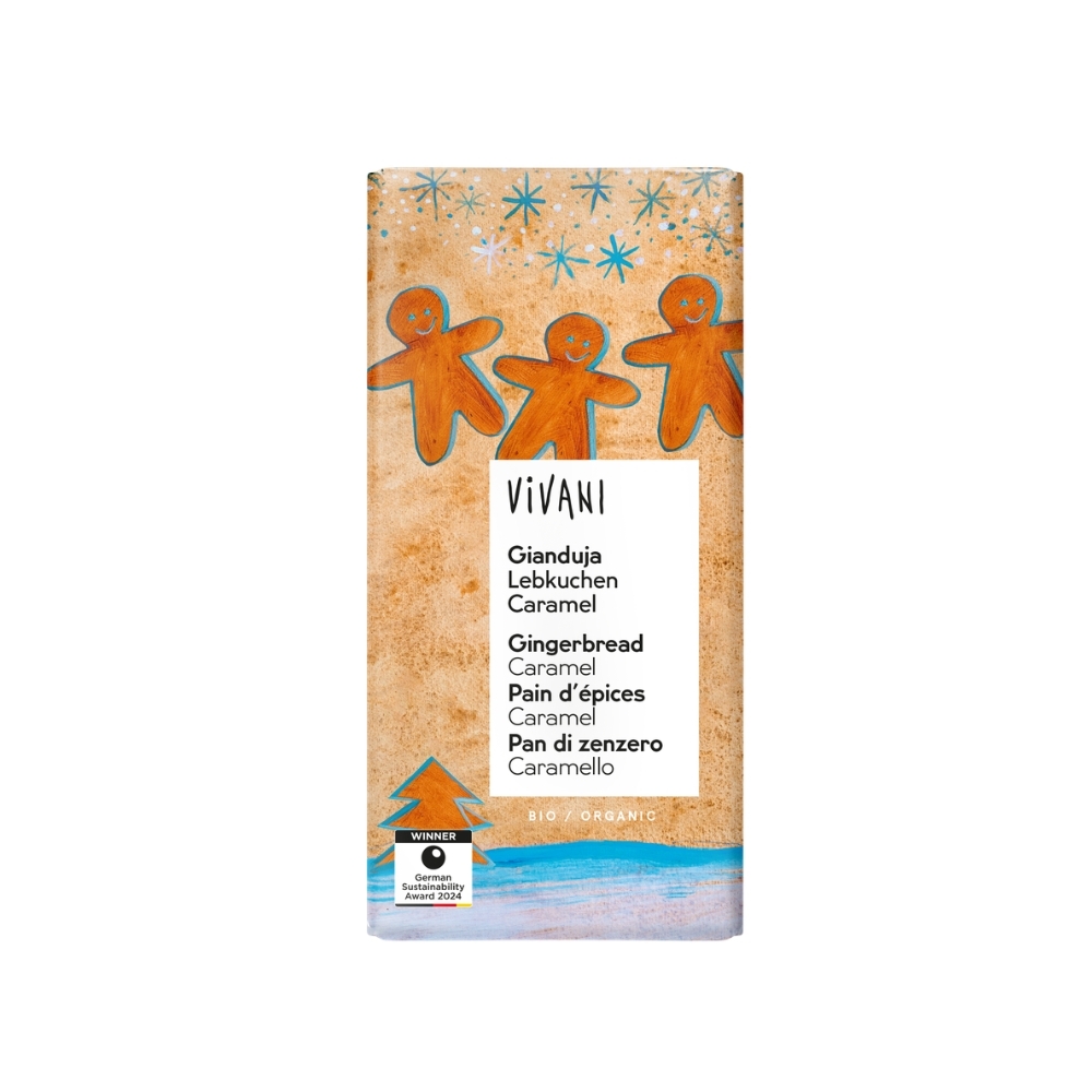 VIVANI - Chocolate BIO - Gianduja de chocolate com pão de gengibre e caramelo, 100g