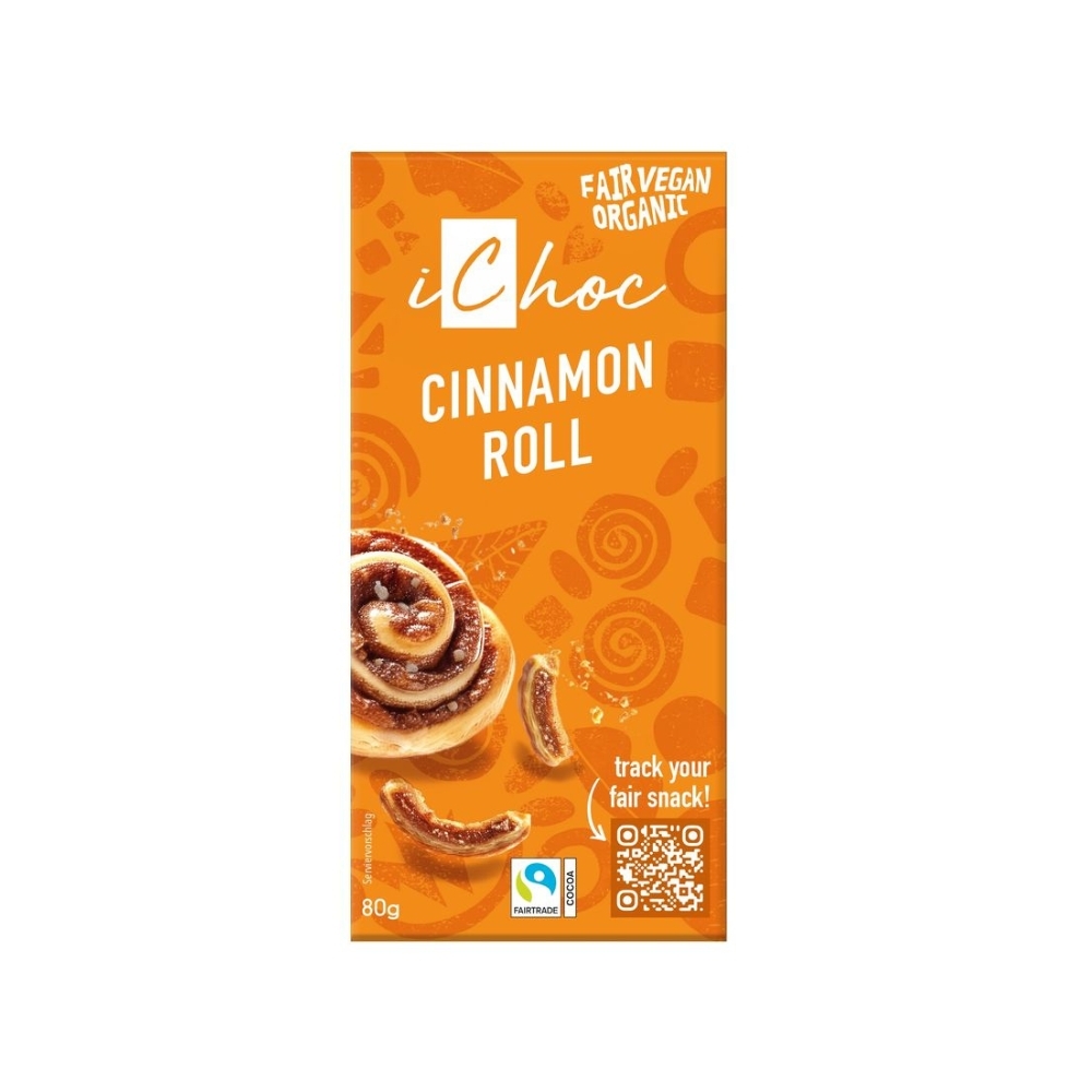 iChoc - Chocolate BIO - Rolinho de canela, VEGAN, 80g