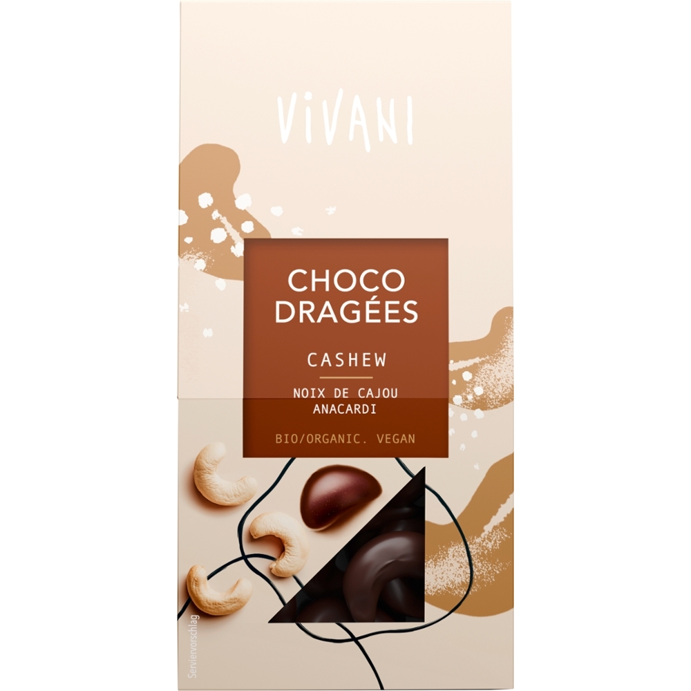 VIVANI - Chocolate BIO - Drageias de Chocolate com Cajus, 75g