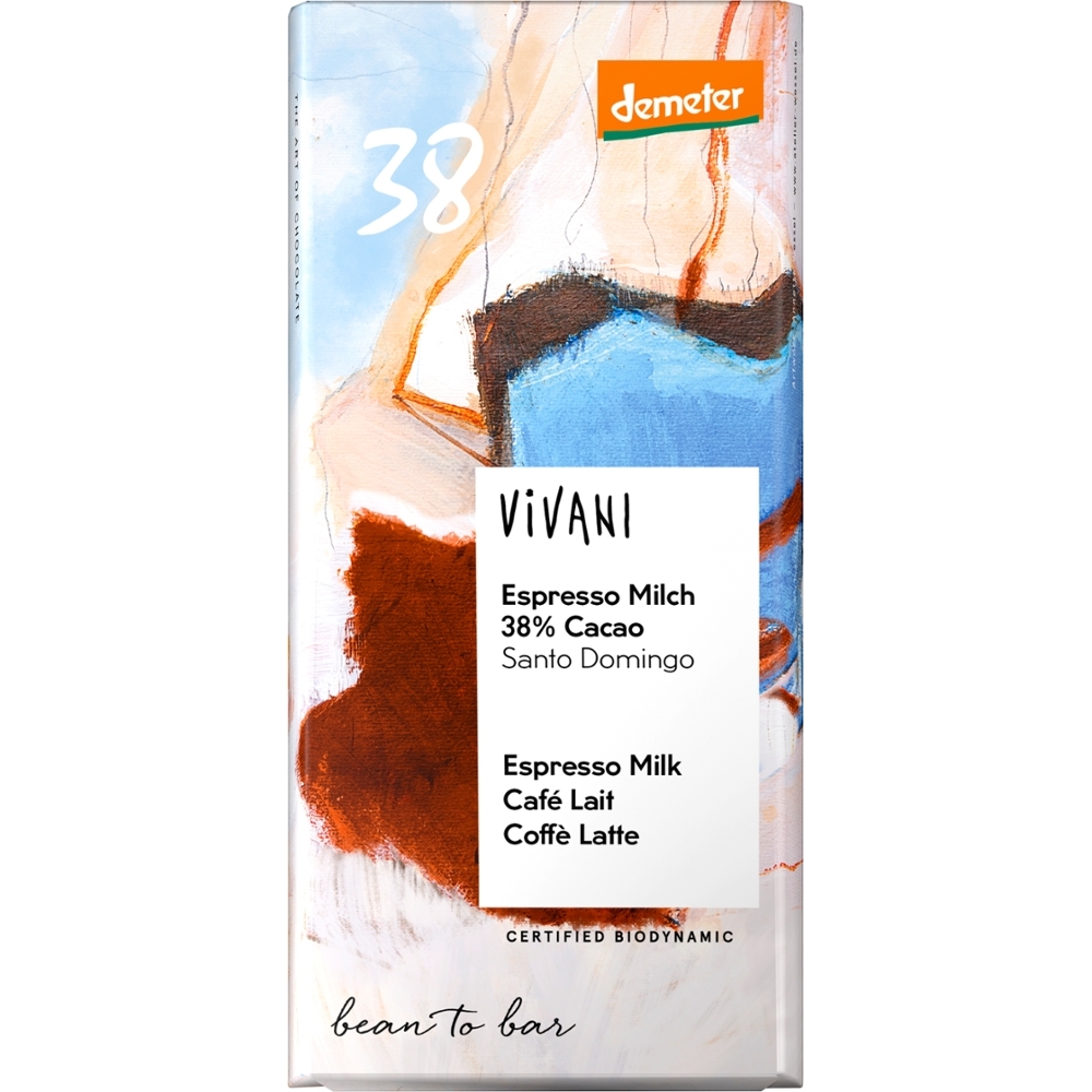 VIVANI - Chocolate BIO - Leite Expresso 38% Cacau Santo Domingo, Demeter, 90g