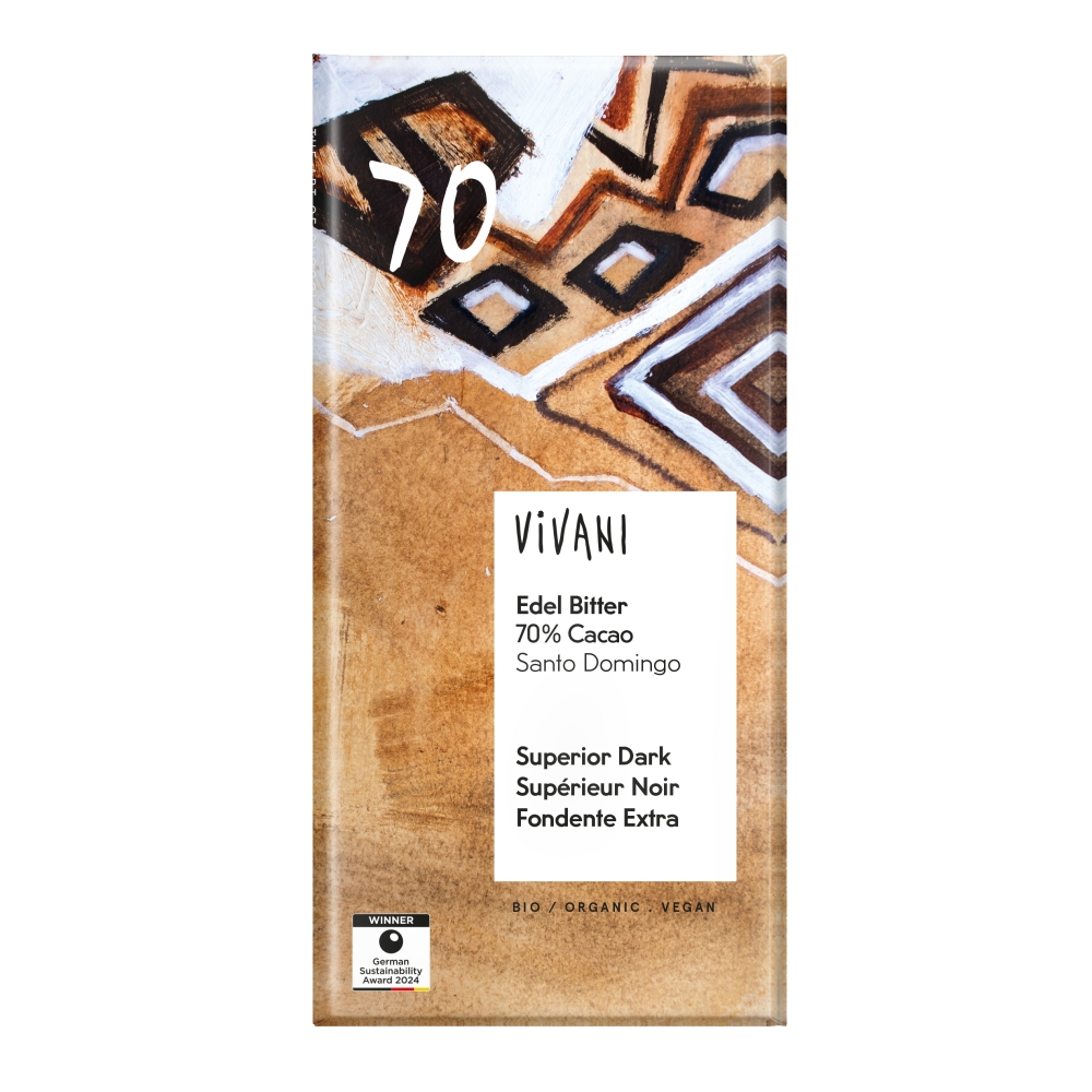 VIVANI - Chocolate BIO - Escuro superior 70% Cacau Santo Domingo, 80g