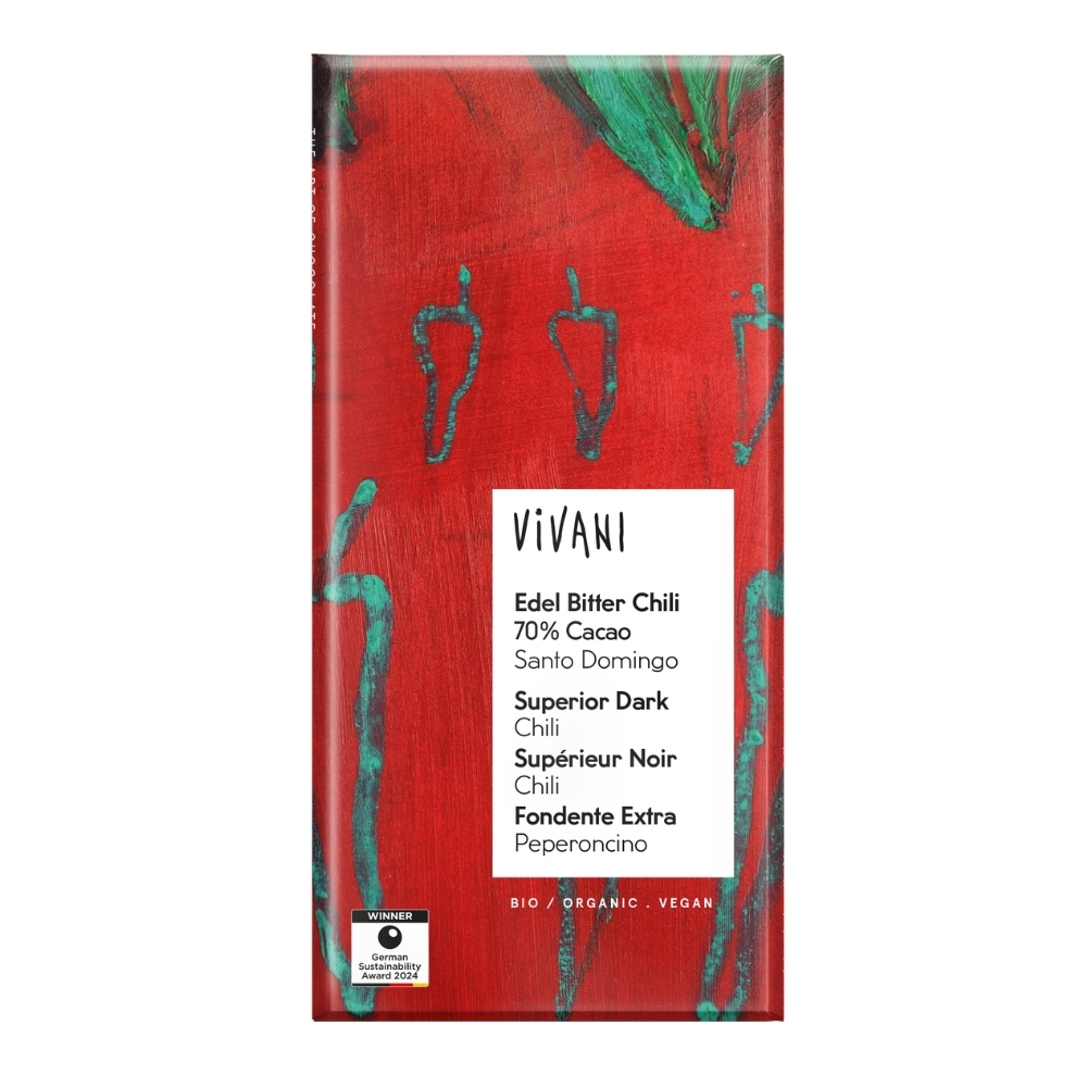 VIVANI - Chocolate BIO - Escuro Superior Santo Domingo & Chilli, VEGAN, 80g