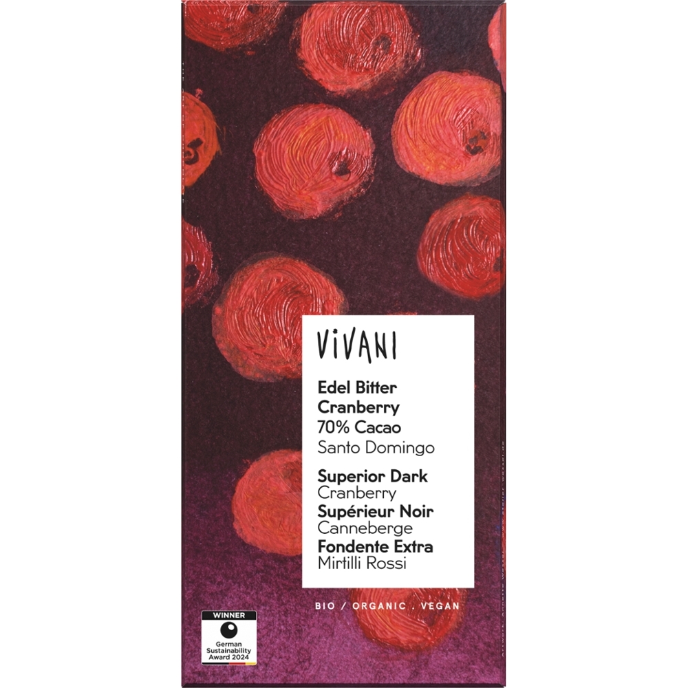 VIVANI - Chocolate BIO - Escuro Santo Domingo & Bagas de Arando, 80g
