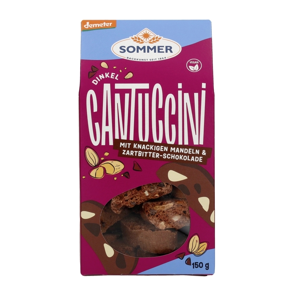 BIO - Cantuccini de Espelta com Amêndoa e Chocolate, Vegan, DEMETER, 150g