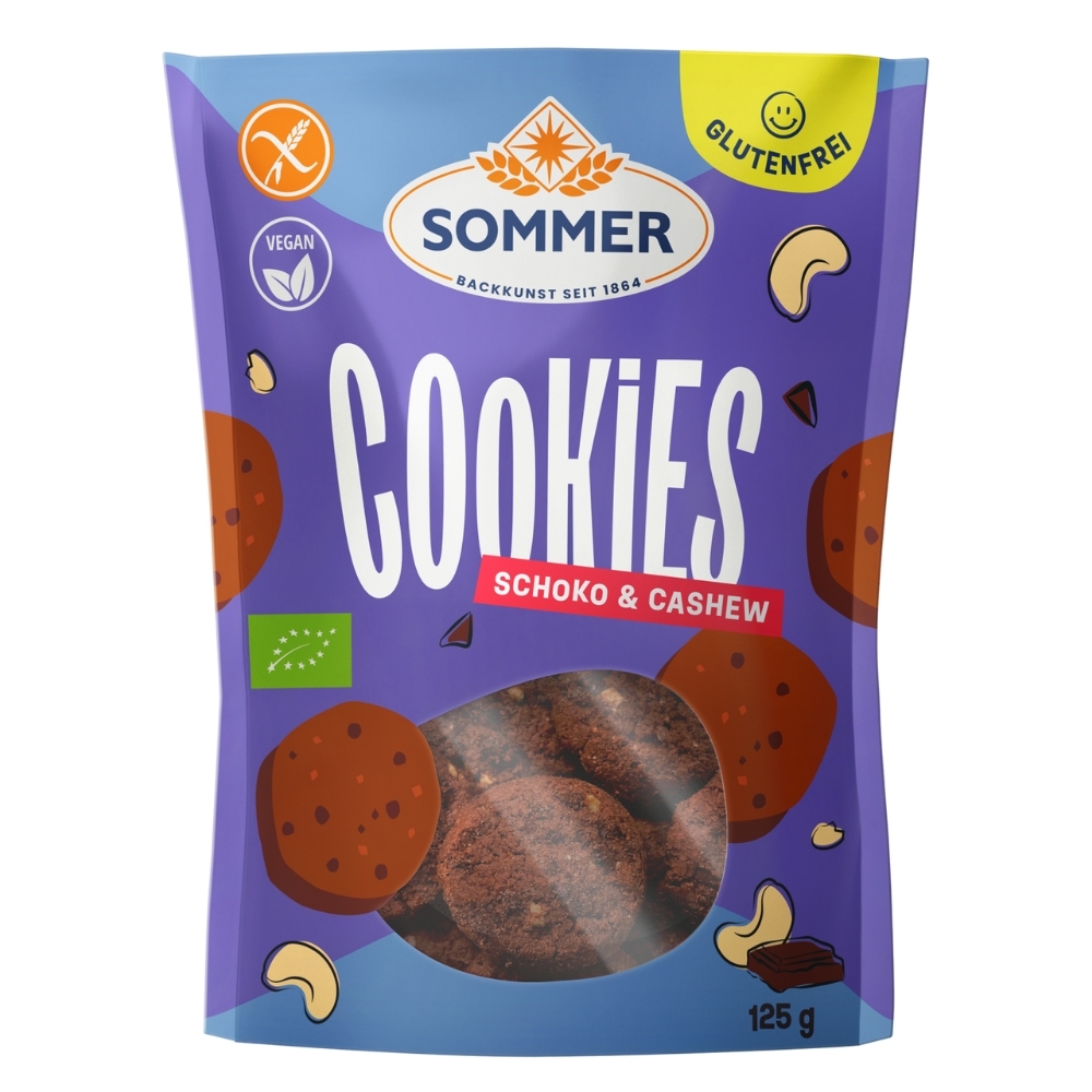 BIO - Cookies de Chocolate e Caju, VEGAN, SEM GLÚTEN, 125g