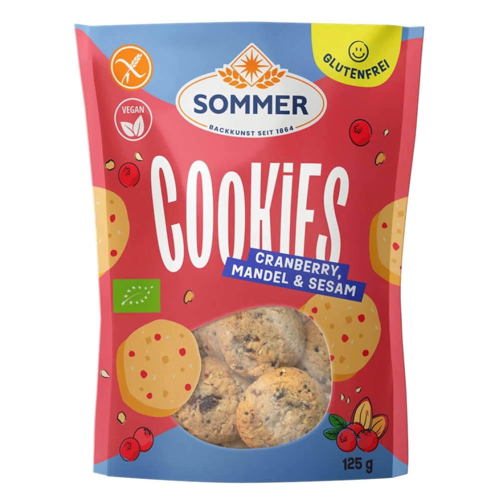 BIO - Cookies de Arando, Amêndoa e Sésamo, VEGAN, SEM GLÚTEN, 125g