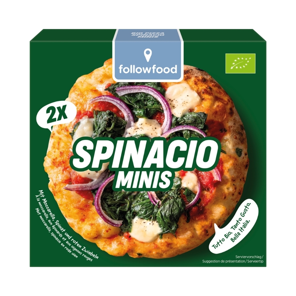 BIO - Pizza Espinafre Massa Fofa, 2 Minis, Forno de Pedra a Lenha, 2x120g