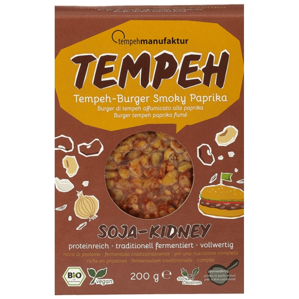 BIO - TEMPEH Burguer de feijão e paprica fumada, 200g