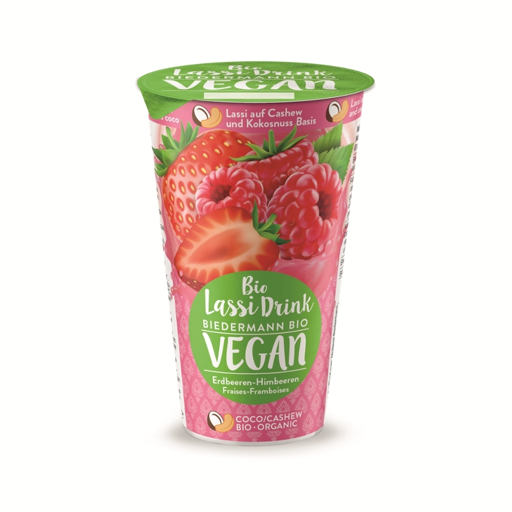 BIO - Bebida fermentada Lassi Morango-Framboesa, VEGAN, 230ml