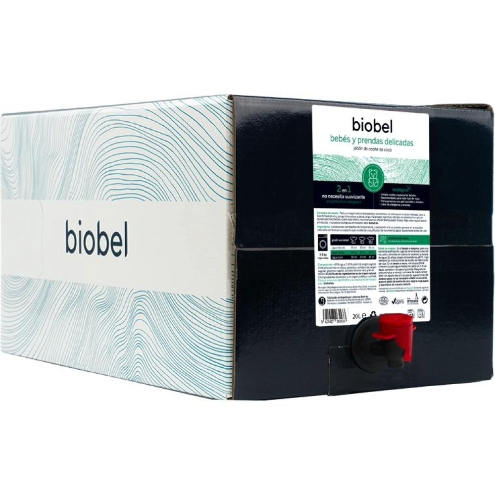 BIOBEL - Detergente líquido, roupa de bebé e delicada, 2 em 1, 20L