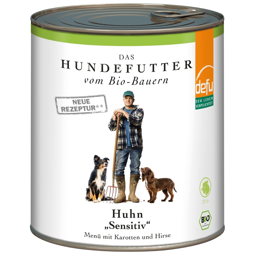 DEFU BIO - Cão adulto, Suplemento húmido Suíno PUR, em lata, 800g
