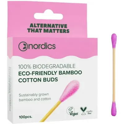 NORDICS - Cotonetes bambu com algodão rosa, 100un