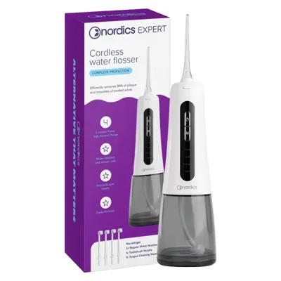 NORDICS - Escova elétrica EA139B, sem fios, branca e preta, p/ adulto, 4 rotações