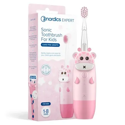 NORDICS - Escova elétrica CA910 (USB), p/ criança (1-8 anos), girafa rosa