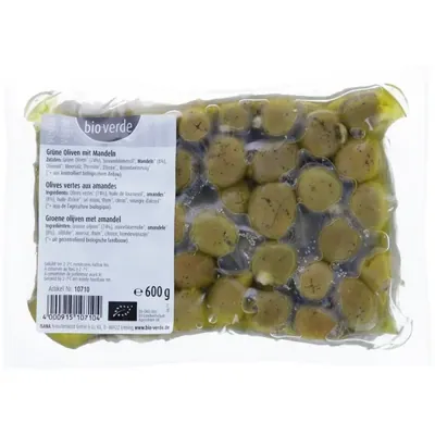 BIO - Azeitonas verdes c/ amêndoa, 600g