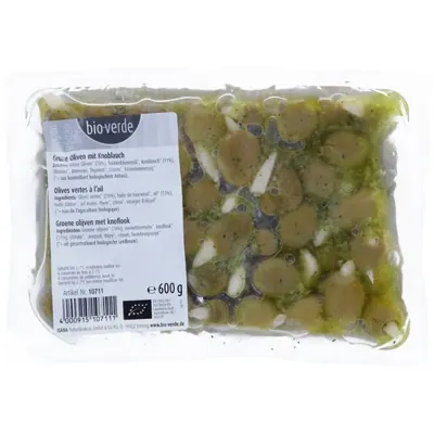 BIO - Azeitonas verdes c/ alho, 600g