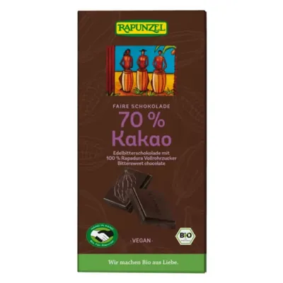 BIO - Chocolate amargo 70% c/ baunilha Bourbon, 80g