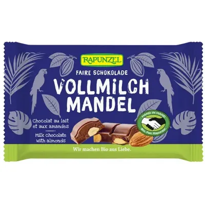 BIO - Chocolate de leite c/ amêndoas inteiras, 100g